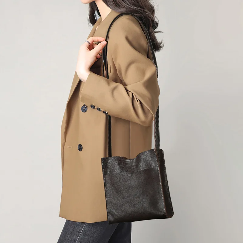 

Handcrafted Vegetable-tanned Leather Women's Bag Simple Shoulder Crossbody Bag Made Top-grain Cowhide Designer Luxury Bag