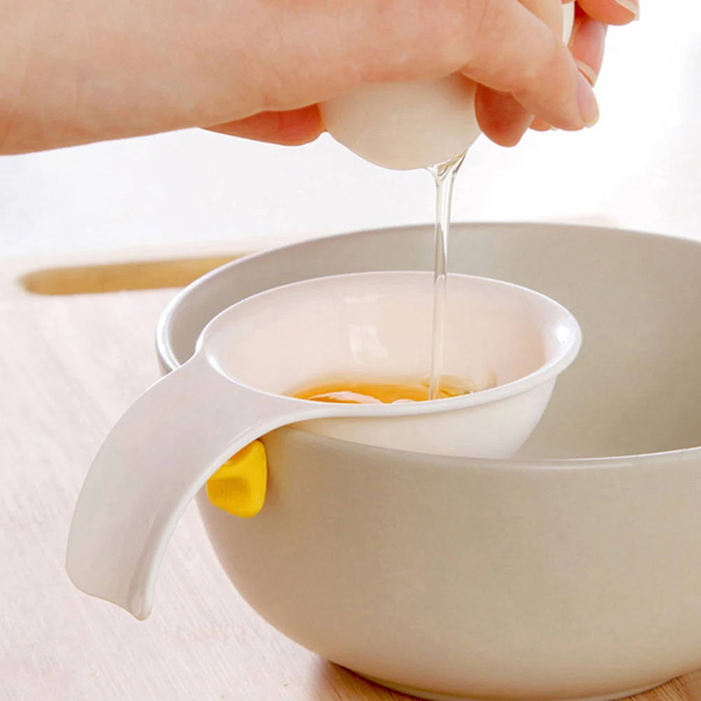 

2Pcs White White Filtering Tool Sturdy Separator Tool Kitchen Gadget Egg Dividers Handheld Extractor Silicone Egg Separators