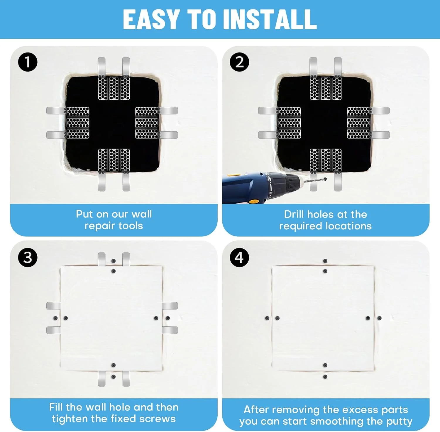 10/20pcs Drywall Repair Clips Heavy-Duty Drywall Repair Clips with 20/40cps Screws Wall Hole Patch Kit for Wood Steel Studs image 4