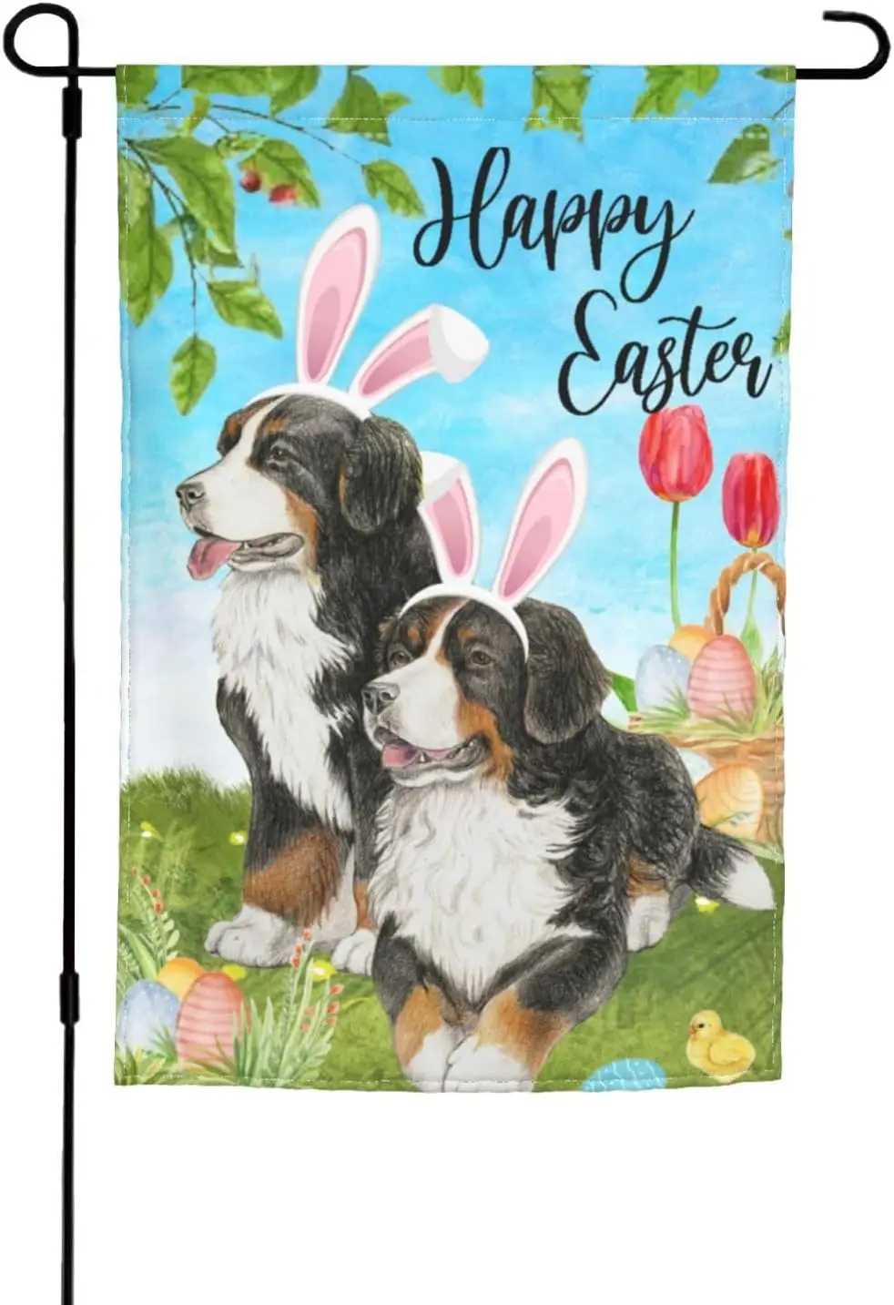 Happy Easter Bernese Mountain Eggs Dog Spring Garden Flag 12x18 Inch Double Sided Vertical Decoration Yard Small Flag For Ou EEZ
