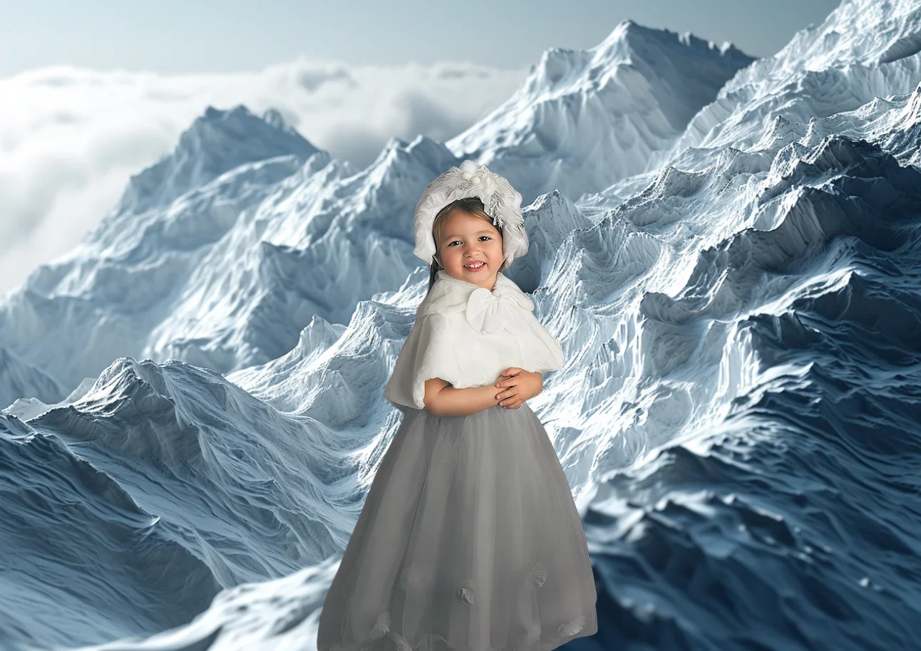 Winter Photography Backdrop Frost Snowy Hill Snow Scene Topographic White Baby Shower Birthday Portrait Background Photo Studio