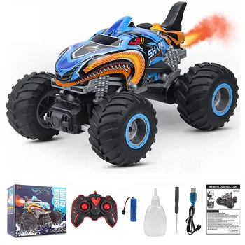 2.4GHz Remote Control Cars Monster Shark RC Car Electric Truck Stunt Vehicle Sound Light Spray Toys for Boys Children Gift