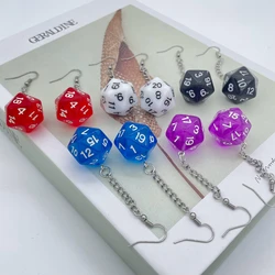 DnD D20 Resin Dice Drop Earrings for Women Candy Color Geometric Long Tassel Earring Female Girls Party Jewelry Gifts