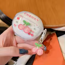 Bonito morango caso do fone de ouvido para oppo enco ar 4 pro caso pequeno fresco fones de ouvido caso enco air4 pro capa protetora com gancho - AliExpress 