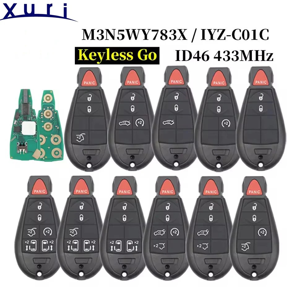 

Xuri M3N5WY783X ID46PCF7953 433 МГц Keyless Go автомобильный дистанционный ключ 1YZ-C01C для Jeep Grand Cherokee Dodge RAM Chrysler Town&Country