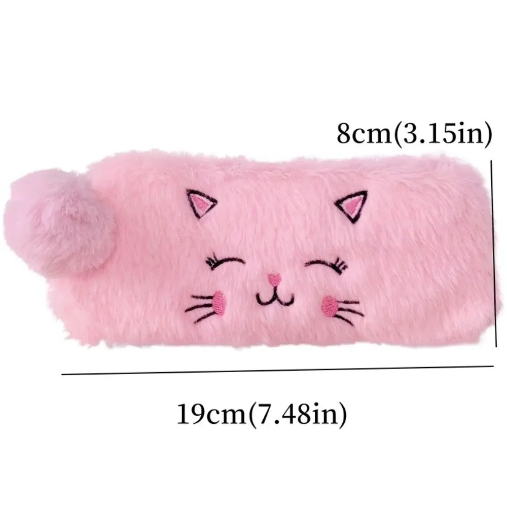 3 шт., кавайная милая мультяшная сумка-карандаш, пушистый держатель, сумка для макияжа, помады, котенок, канцелярские принадлежности, плюшевая сумка для ручек, детская