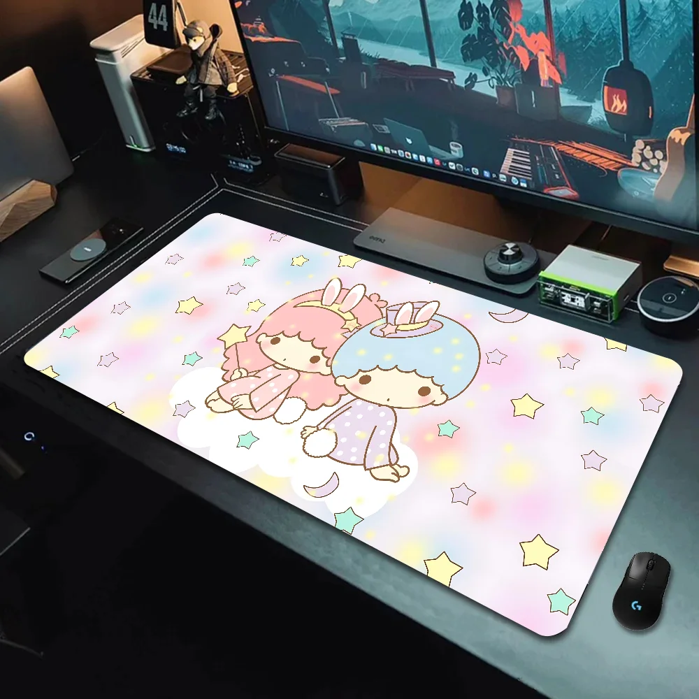 Cute L-Little Twin Stars Mousepad Mouse Mat Desk Mat With Pad Gaming Accessories Prime Gaming XXL Keyboard Pad Padding Mat