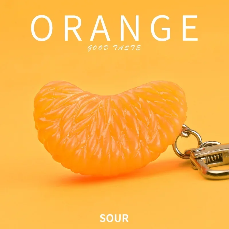 Creative Fruit Simulation Orange Flap Key Chain Pvc Alloy Key Chain Pendant Shooting Props Schoolbag Girl Funny Jewelry Pendant