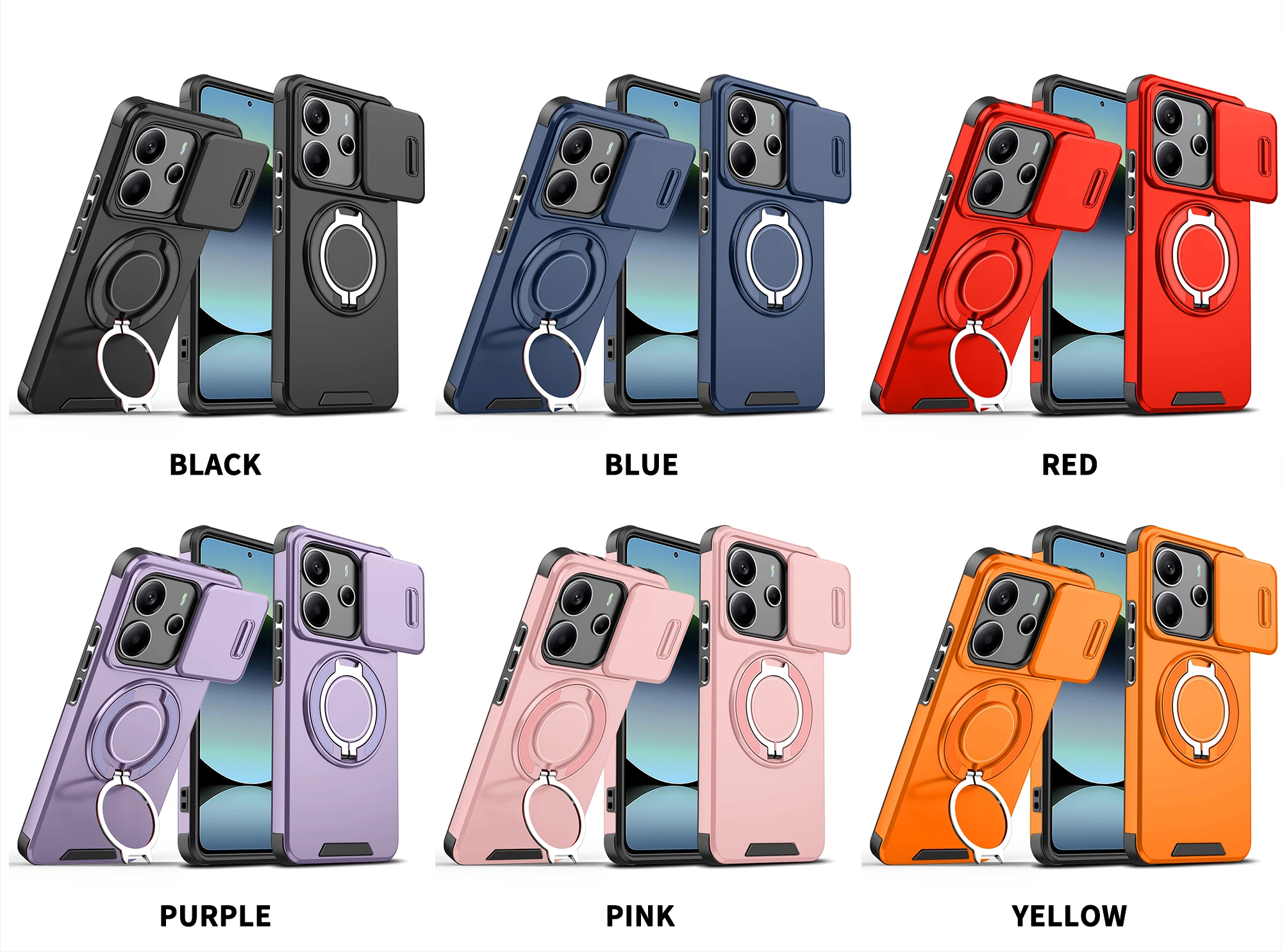 Für Xiaomi Redmi Note 14 Hülle Redmi Note 14 4G 5G Cover Magnetring-Panzerung Schiebe-Kameralinsen-Schutz Magsafe Kabelloses Laden Schutzhülle – Detail 10