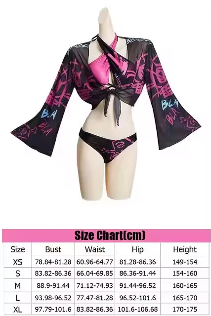 LOL Arcane Jinx Cosplay Swimsuit Costume for Women Female Bikinis Set Girls Swimwear Fantasia Roleplay Outfits Halloween Suit