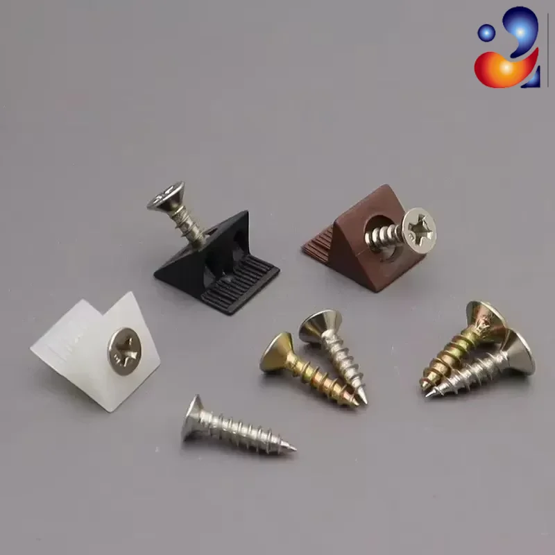 50/100PC Screwed Drawer Wedge, Bottom Support Angle Piece for Bookshelf, Installation and Fixation Component for Cabinets and Bo