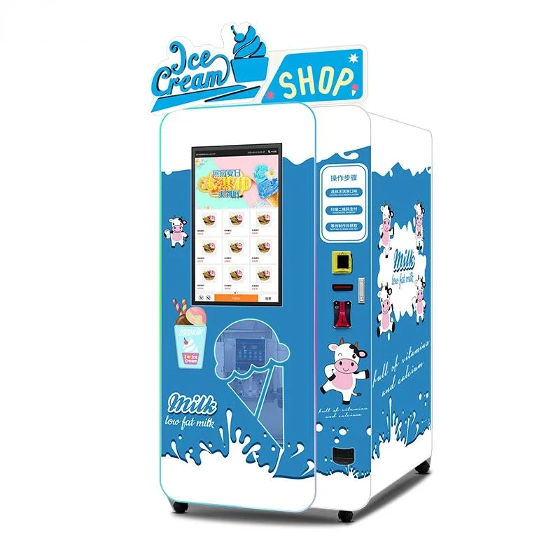 Durable Haloo 24-Hour Self-service Ice Cream Vending Machine Frozen Food Vending Machine Smoothie Machine With Time Monitoring
