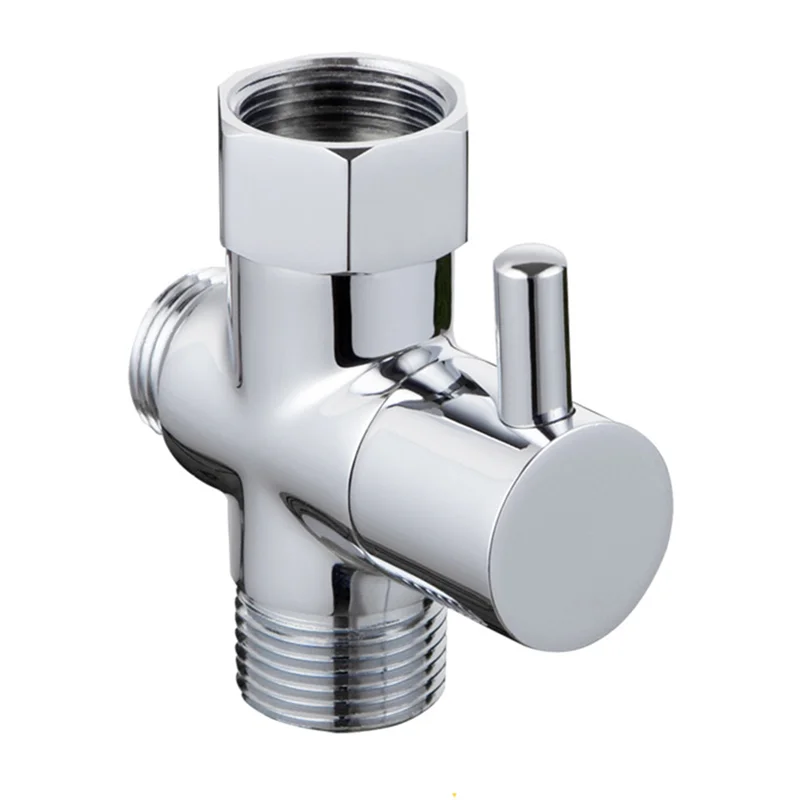 Brass T Adapter With Shut-Off Valve 3-Way Tee Connector 7/8In X 7/8In X G1/2 For Toilet Bidet Sprayer