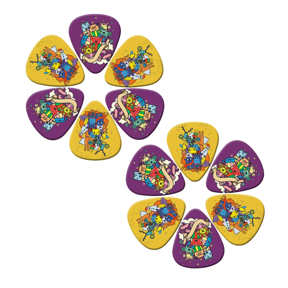 SOACH 10Pcs/lot 0.71 0.46 1.0mm Thickness Cartoon Graffiti animal Guitar Picks Pattern Guitar Paddles Guitar Accessories pick