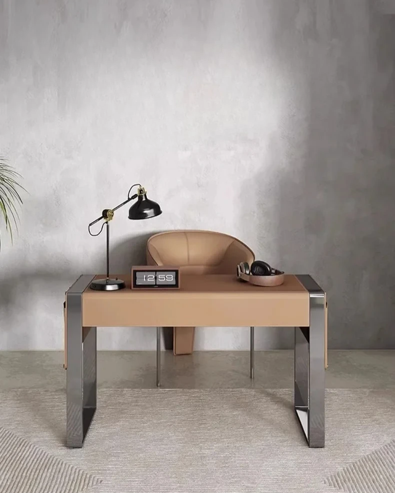 

Итальянский минималистичный седельный кожаный студенческий домашний стол, стулья, легкий, роскошный, современный, простой стол