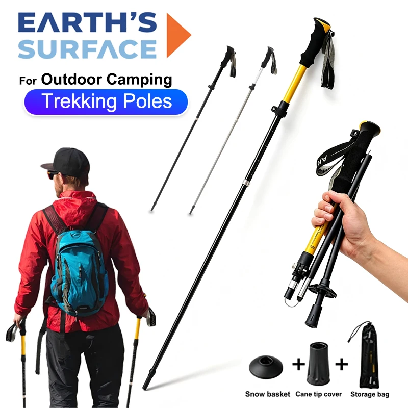 

Foldable Trekking Poles Ultralight 7075 Aluminum Alloy Adjustable Anti-slip Walking Sticks for Hiking Camping Climbing Outdoor