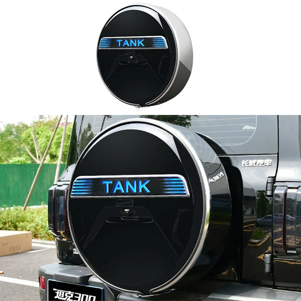 4x4 Exterior Accessory Spare Tire Cover ABS + Stainless Steel Spare Wheel Cover For Tank 300 2021-2024 Car Styling Accessories