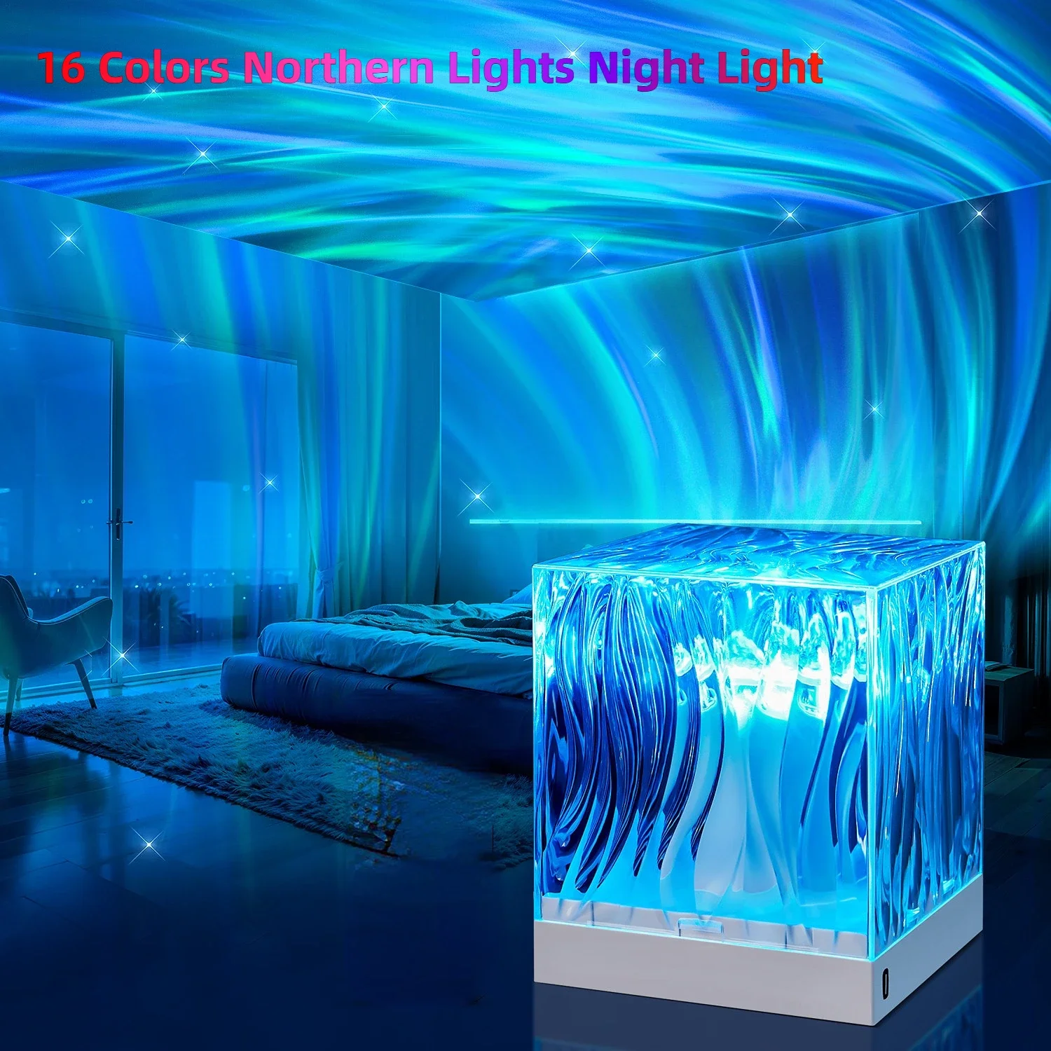 1pc Crystal Light Water Ripple Projector Lights For Home Decor Sunset Light Acrylic Crystal Material 16 Colors Light Adjustable