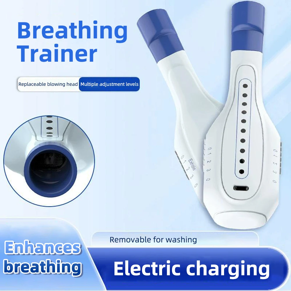 

Новый электрический дыхательный тренажер с всасыванием и выдувом, перезаряжаемый тренажер для легких, повышающий способность легких
