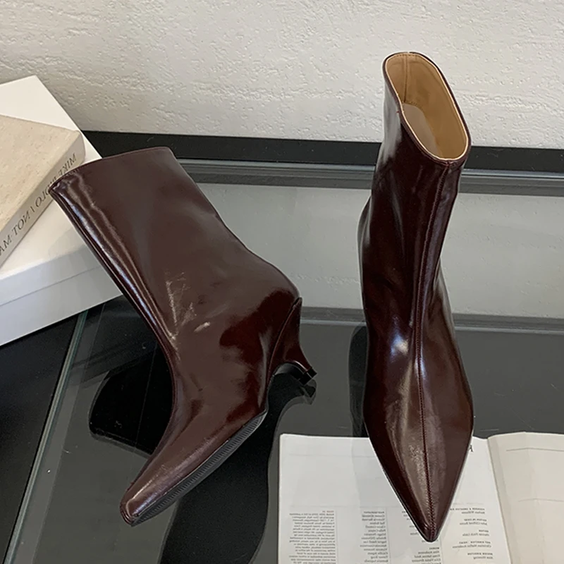 

Women's Pointed Toe Ankle Boots Low Heel Dress Booties Elegant Thin Heel Pumps Winter Fashion Shoes Ladies Boots