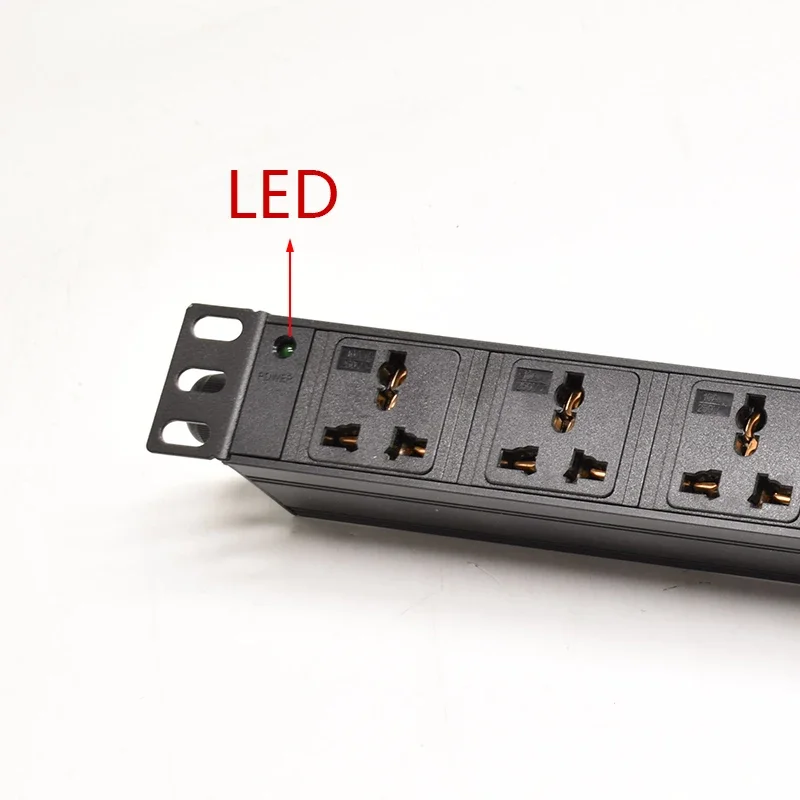 PDU power strip Rack Wall Mount household office socket 2/3/4/5/6/7/8/9/10 Ways Universal Outlets adapter LED 2m Cord