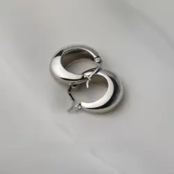 Silver/Gold Color Smooth Round Chunky Hoop Earrings for Women Gold Plated Geometric Metal Statement Earrings Vintage Jewelry