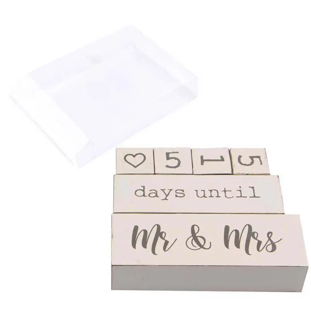 Wooden Countdown Calendar Beige Premium Wood Wedding DIY Manual Date Change Desktop Decoration Crafts for Bedroom Office Living