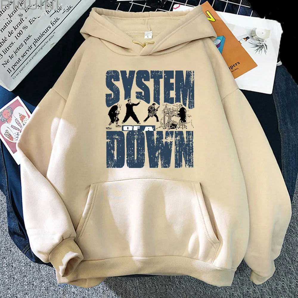 90s Vintage Rock Band System of A Down Print Hoodie Unisex Casual Sweatshirt Men Women Aesthetic Metal Music Pullover Hoodies
