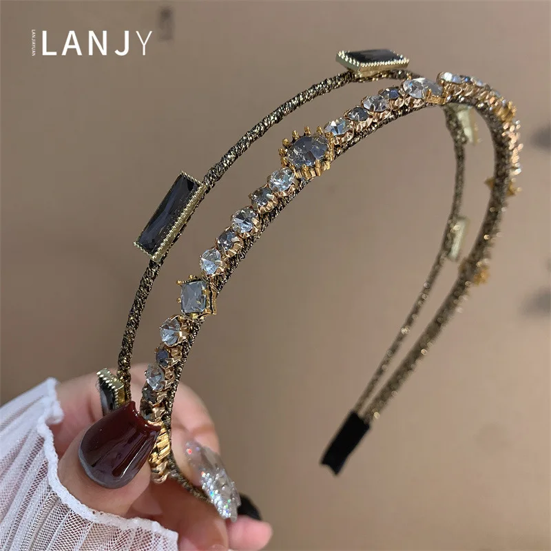 

Heavy Industry women's hair accessories Super Flash Water Diamond Double layer headband Hair Hoop bands Hair Clip Crystal for w