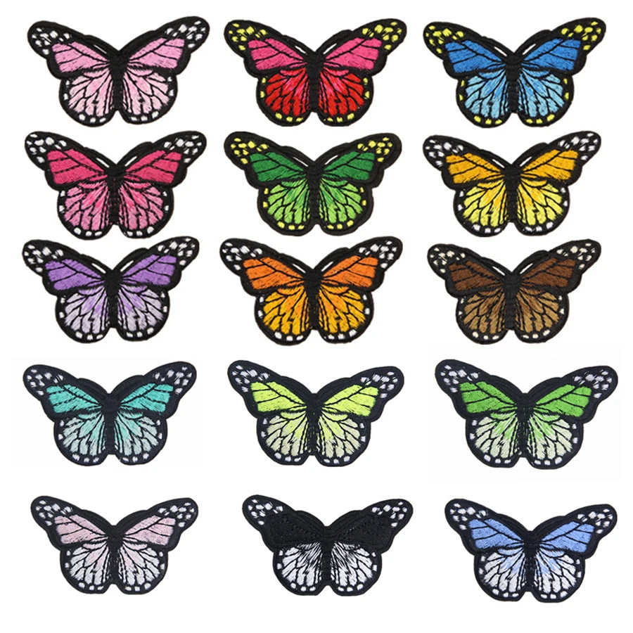 Fabric Embroidered Colored Butterfly Patch Clothes Sticker Bag Sew Iron On Applique DIY Apparel Sewing Clothing Accessories B146