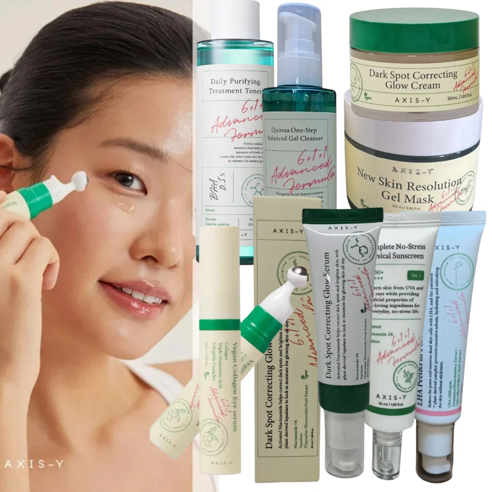 

AXIS-Y Skin Care Set Dark Spot Correcting Glow Serum&Cream/Sunscreen/Daily Purifying Treatment Toner/Mask/Cleanser/Eye Serum