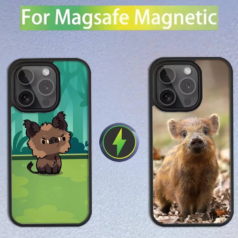 

Cute Wild Boar Animal Phone Case For iPhone 16,15,14,13,12,11,Pro,Max,Plus,Mini,SE Magsafe Magnetic Wireless Charging