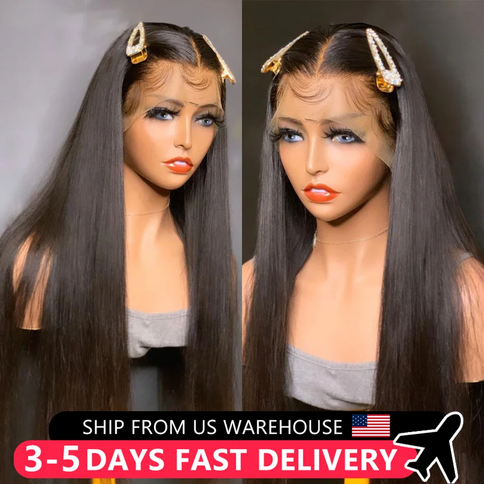 Straight 13x4 13x6 Lace Front Wig Transparent Human Hair Wigs 32 34Inch For Black Women Pre Plucked Remy Hair Lace Closure Wig