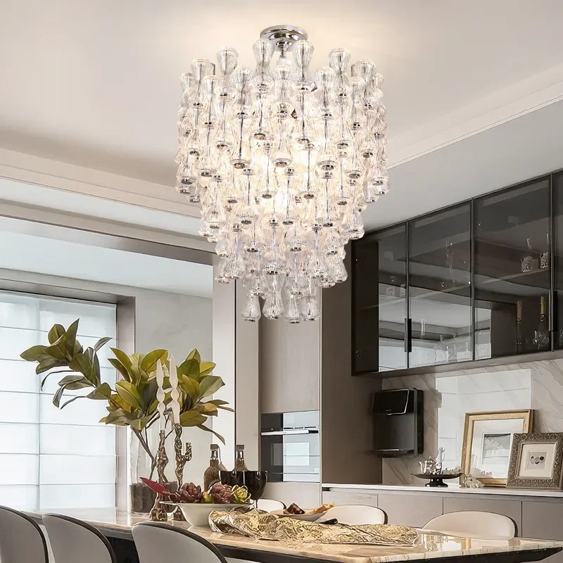Aura Italian Murano Glass Chandelier Medieval Light Luxury Pendant For Living Room Dining Room Bedroom Villa Modern Simple Decor