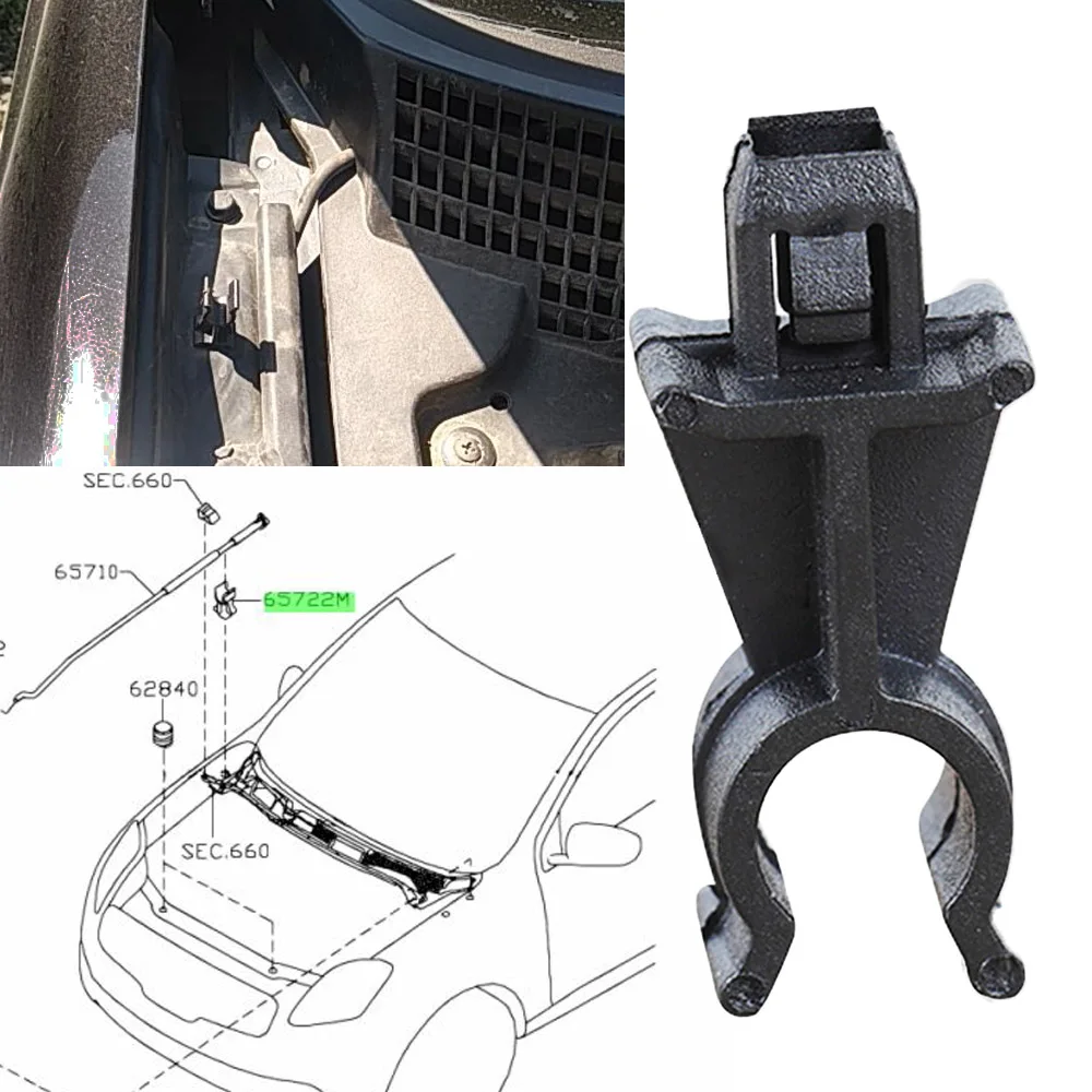 For Nissan Qashqai J10  Almera Classic Micra K13 Renault Samsung SM3 Bonnet Hood Support Prod Rod Clamp Clip Holder 65722-EB300