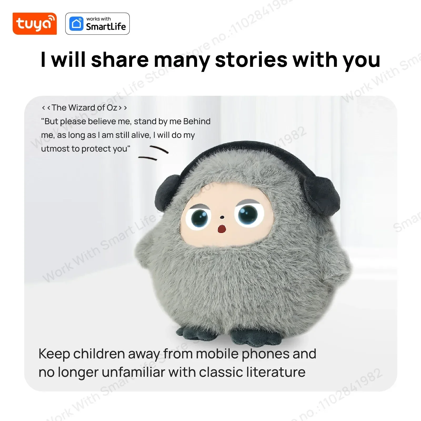 AI Plush E-Pet Toy with Smart Voice & LED Eyes, Tuya App Rechargeable, Interactive Companion for Kids Top Gift Choice Fun Gadget