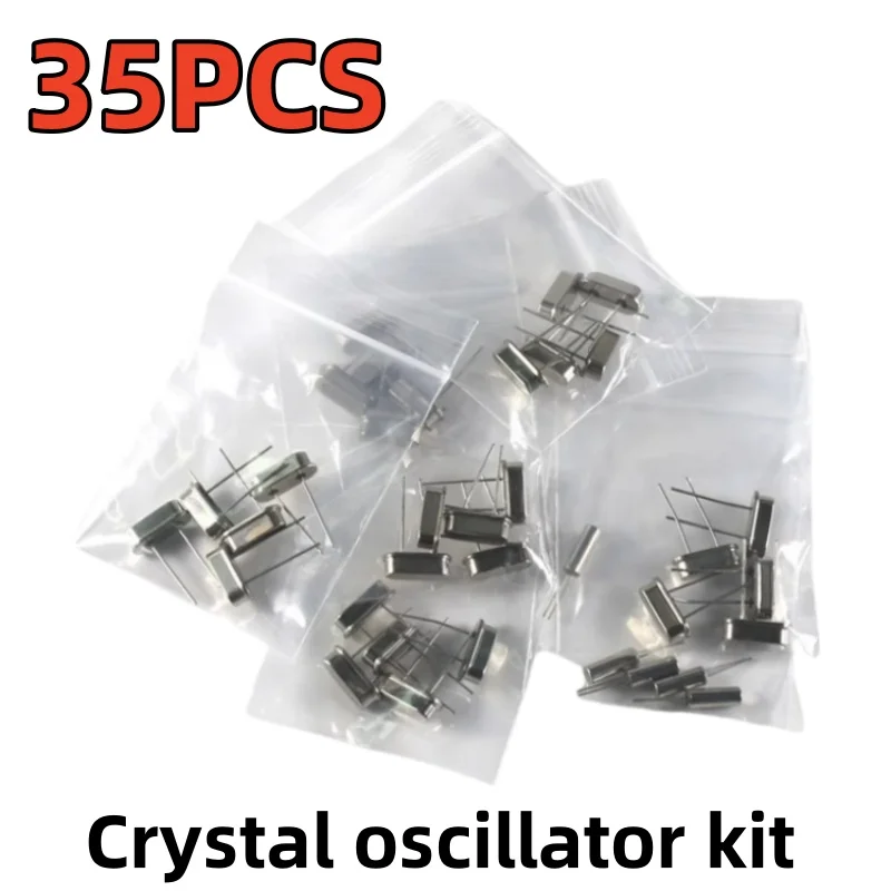 35PCS 7values each 5PCS Crystal oscillator kit crystal 32.768K 4M 6M 8M 11.0592M 12M 16M