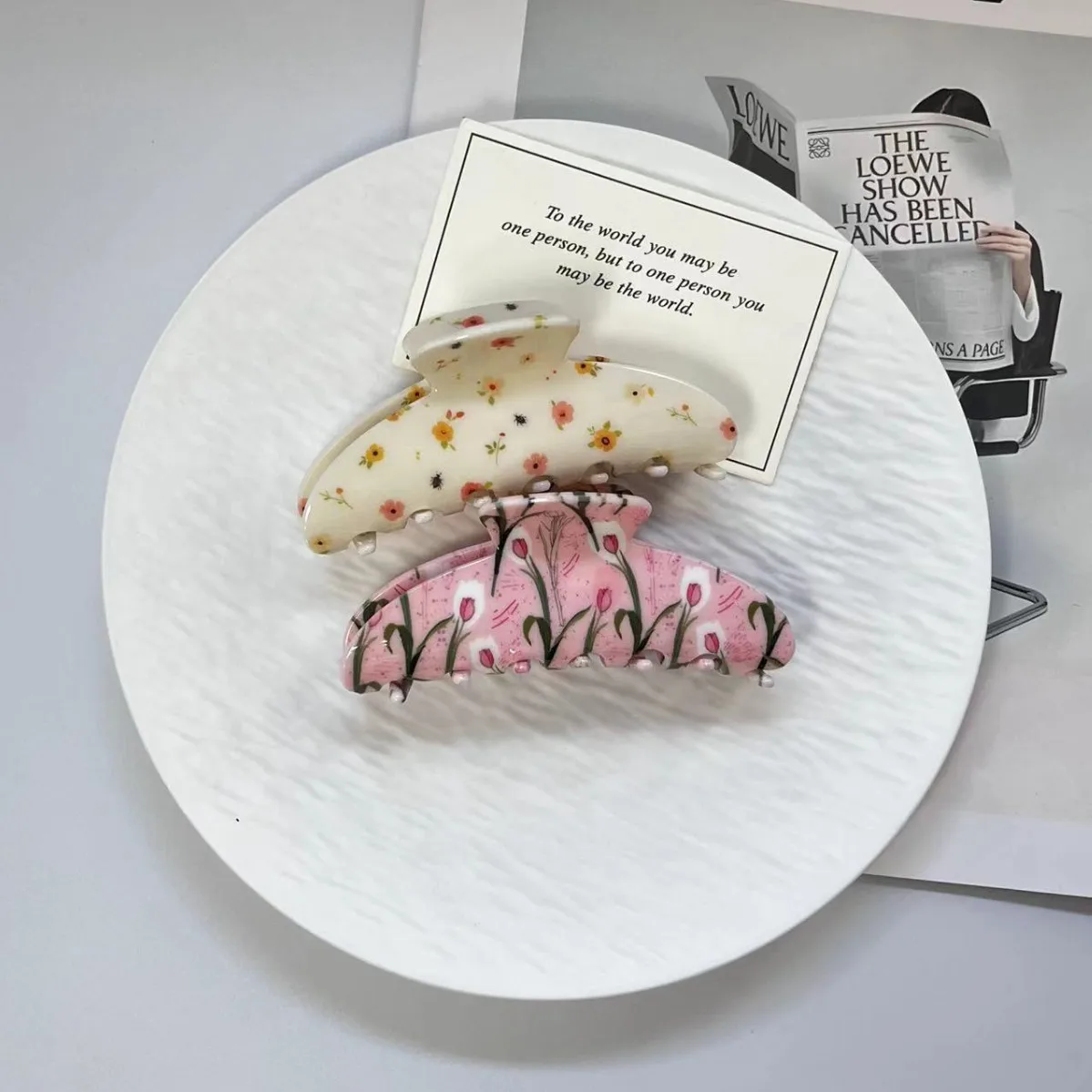 

Fashion Flower Printed Crab Hair Claw Clip For Women New Classics Acrylic No Slip Hair Accessories Tool Hairpin Headress Gift