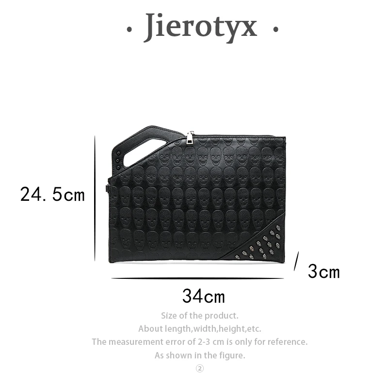 JIEROTYX Ghost Head Skull Clutch Bags for Women Crossbody Shoulder Bag Handbags Envelope Bag Men Large Capacity Black Leather