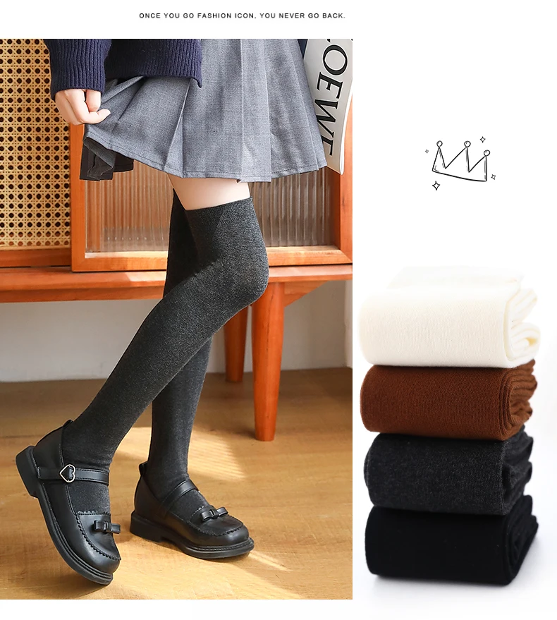 Winter-Herbst Mädchen Weiche Baumwoll-Warme Kniestrümpfe Atmungsaktive Baby-Kinder-Overknee-Socken Hautfreundliche Schüler-Kinder-Langsocken – Detail 6