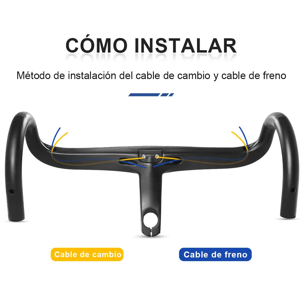 TOSEEK TR5500 bicicleta de carretera completa T800 vástago de fibra de carbono manillar integrado ultraligero 28,6mm con soporte para ordenador de