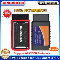 10pcs/lot ELM327 Car Code Reader v1.5 PIC18F25K80 chip BT WiFi  OBDII Diagnostic Tool For Android/IOS PK ICAR2 OBD2 scanner