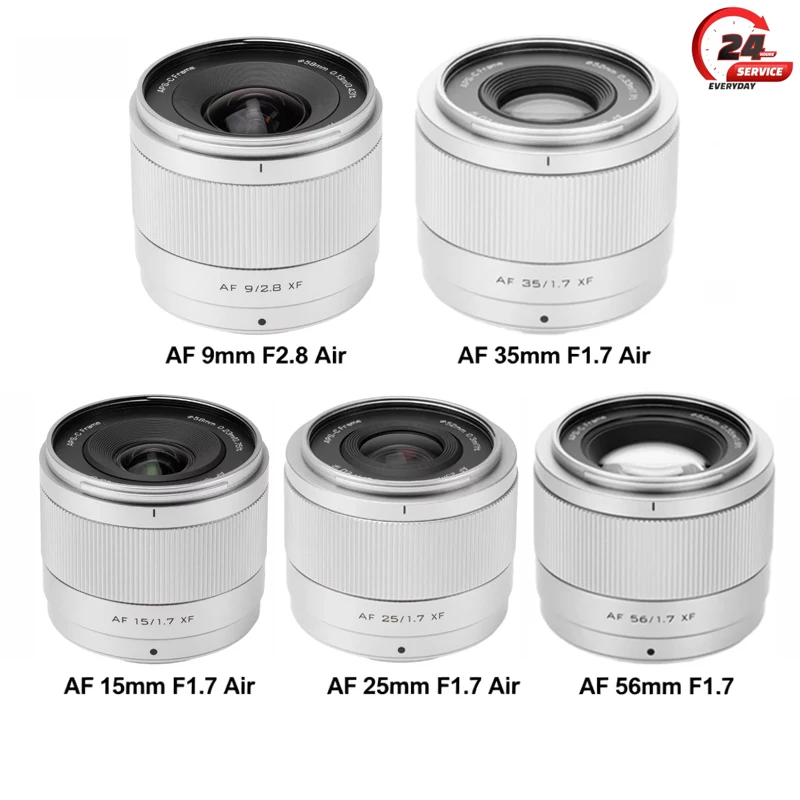 [SILBER] VILTROX APS-C Autofokus-Kameraobjektiv AF 9mm F2.8/56mm F1.7/35mm F1.7/25mm F1.7/15mm F1.7 für Fuji XF spiegellose Kameras