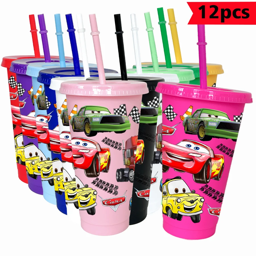 

12Pcs/pack disney racing lightning 26oz colorful plastic tumbler birthday party drinking utensils juice coffee cup