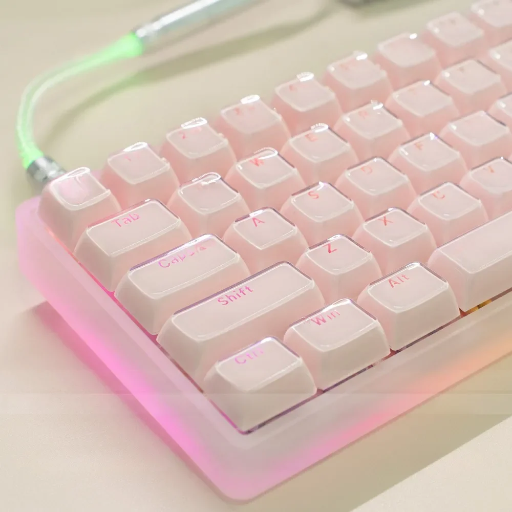 Crystal light-transmitting 135-key PC MDA keyboard keycaps for custom mechanical keyboard accessories