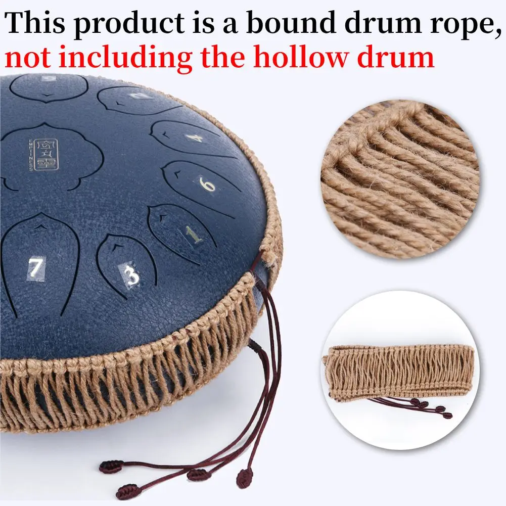 1pc Hollow Drum Edge Protection Braided Ropes Percussion Instrument Accessory for 12 inch Hollow Drum Handmade Woven Rattan Rope