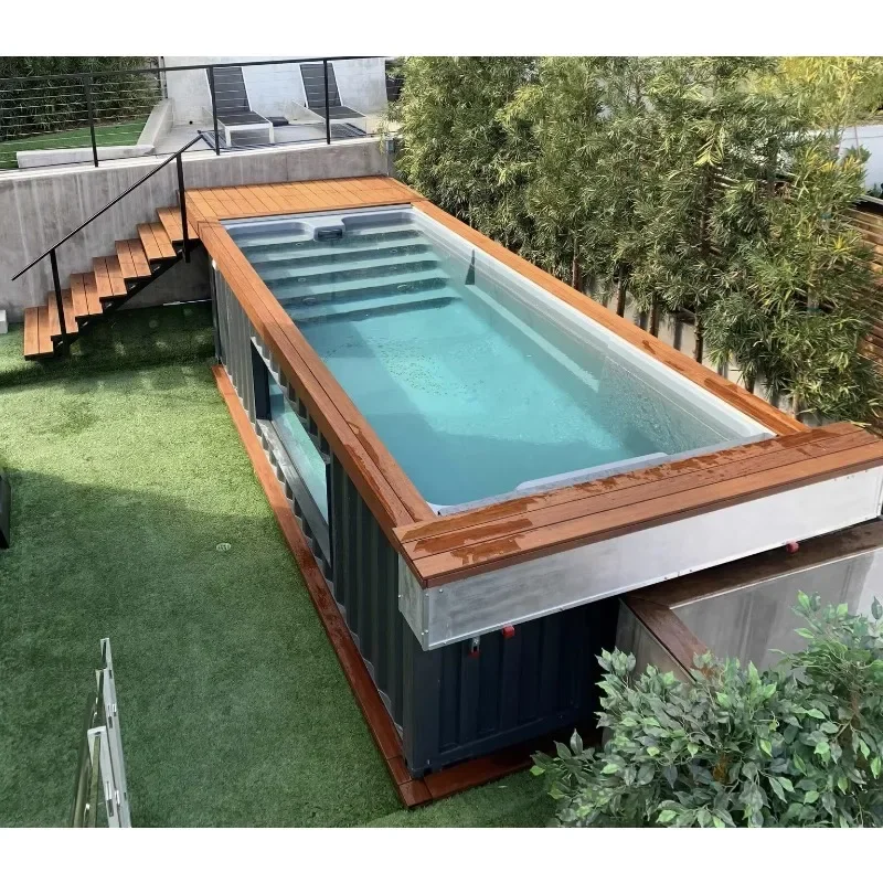 Summer Outdoor Above Ground Pool Rectangular Family Pool Portable Large Size Steel Frame Swimming Pool