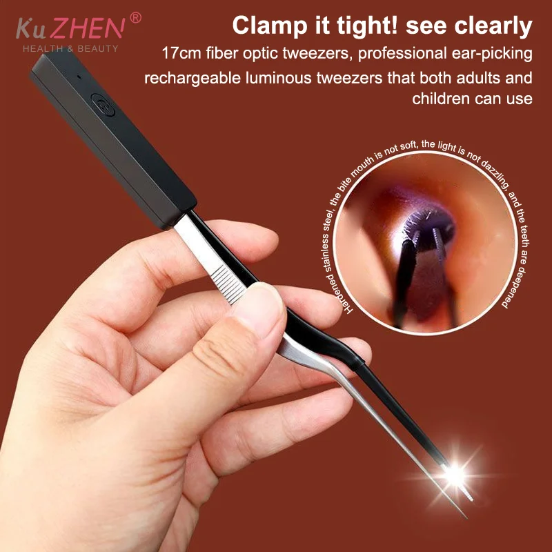 1 قطعة الأطفال الأذن مغرفة مضيئة شمع الأذن الملقط المتقدمة البصرية Cerumen Earpick هوك شحن الأذن كشط برو تنظيف أداة #4