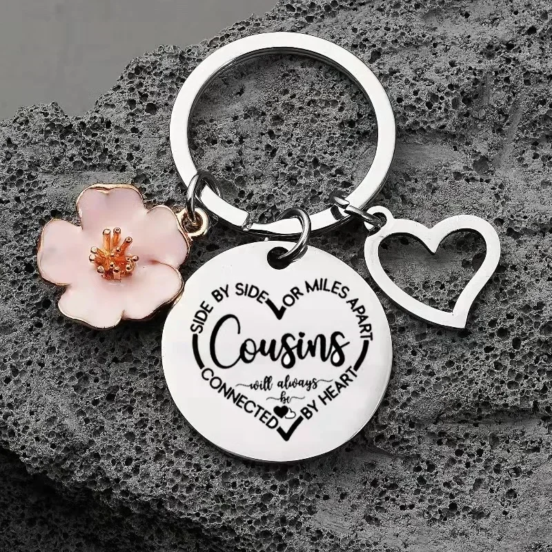 

Customized Metal Round Keychain DIY Inspirational Birthday Key Chain Gifts Christmas Mother's Day Keyring for Man and Women