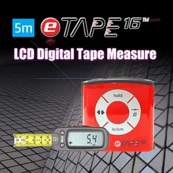 eTAPE16 Digital Tape Measure Electronic Ruler LCD 5-meter Measuring Tool Stainless Steel Metric Imperial Switch Measuring Ruler